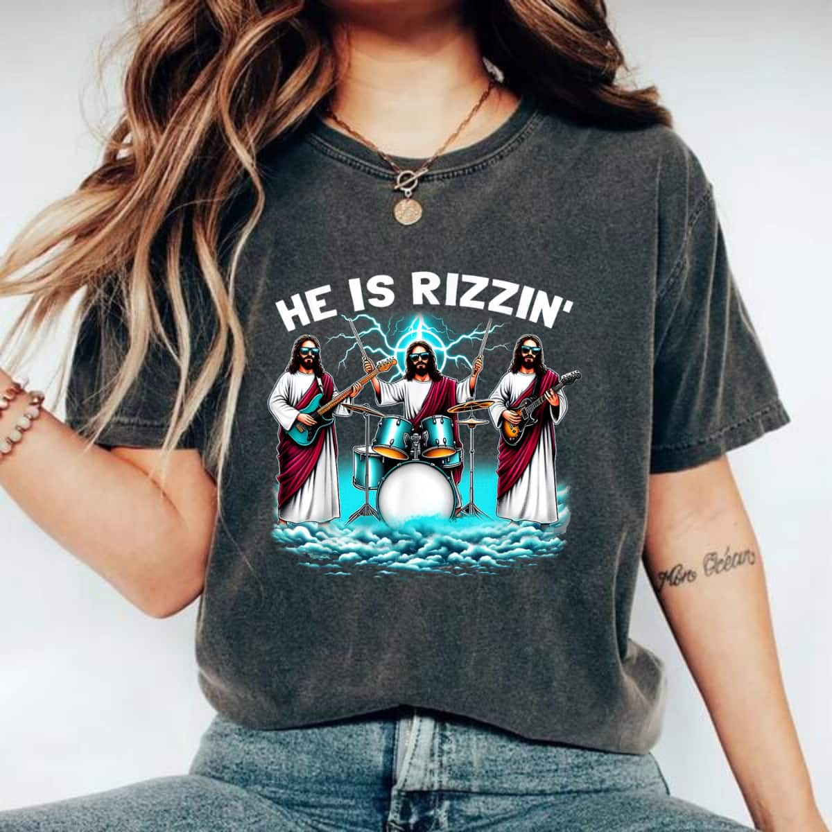 He Is Rizzin' Jesus Has Rizzen Funny Christian Band Easter T-Shirt