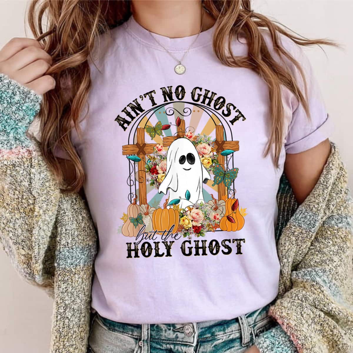 Religious Gift Ain't No Ghost But The Holy Ghost Christian Halloween T-Shirt Religious Gift Ain't No Ghost But The Holy Ghost Christian Halloween T-Shirt