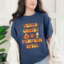Jesus Christ And Pumpkin Spice Groovy Christian Faith Gift T-Shirt Jesus Christ And Pumpkin Spice Groovy Christian Faith Gift T-Shirt