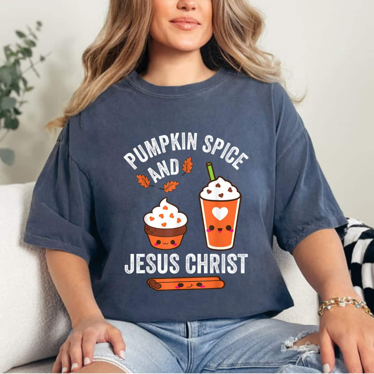 Pumpkin Spice And Jesus Christ Fall Christian Lovers T-Shirt