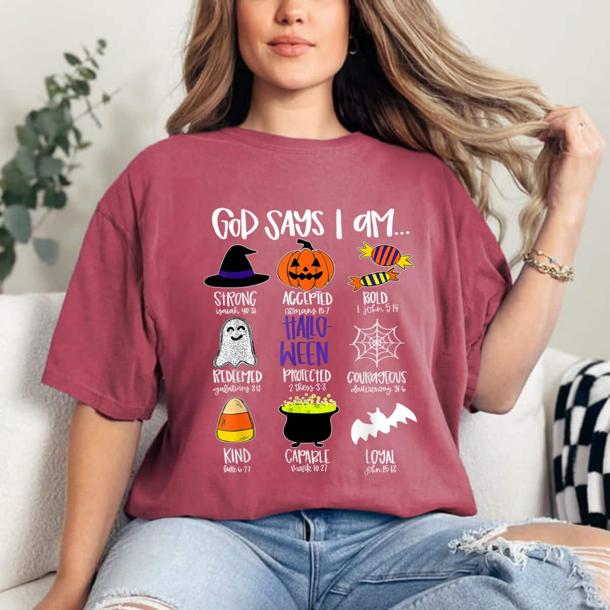 God Says I Am Halloween Jesus Christian Pumpkin Witch T-Shirt