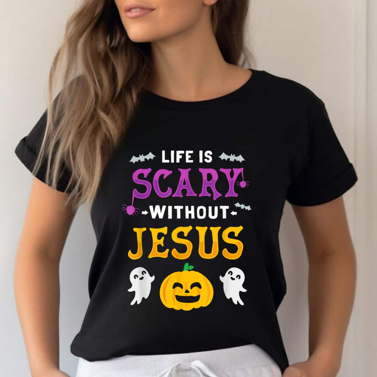 Life Without Jesus Is Scary Autumn Fall Christian Halloween T-Shirt Life Without Jesus Is Scary Autumn Fall Christian Halloween T-Shirt