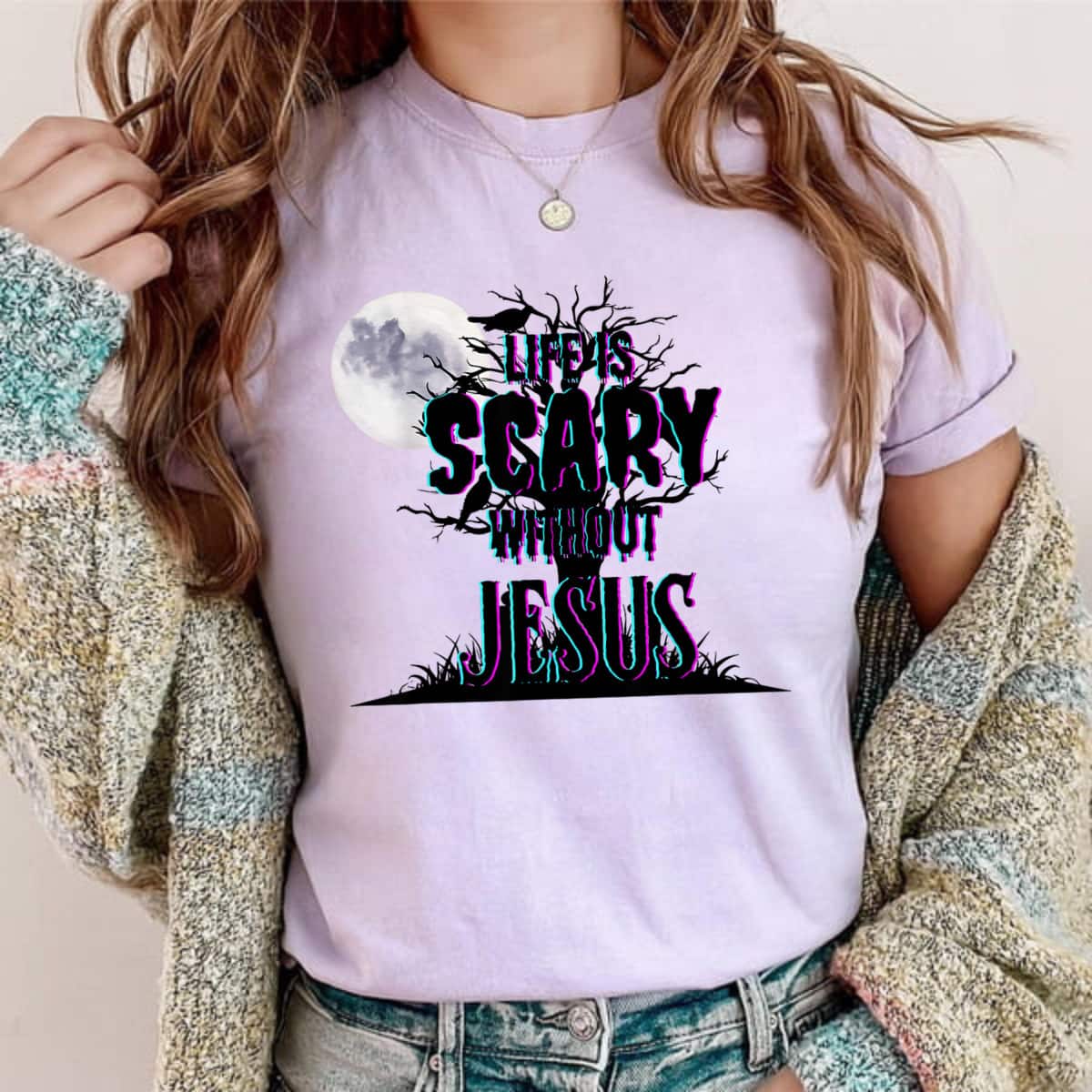 Life Is Scary Without Jesus Christian Halloween Religious T-Shirt Life Is Scary Without Jesus Christian Halloween Religious T-Shirt