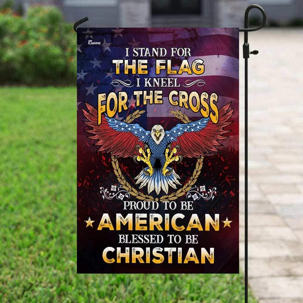 Proud To Be American Blessed To Be Christian Religious Garden Flag