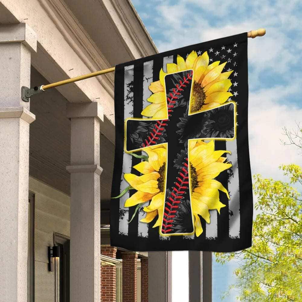 Sunflower Jesus And Softball Sunflower Christian Cross Religious Garden Flag Sunflower Jesus And Softball Sunflower Christian Cross Religious Garden Flag