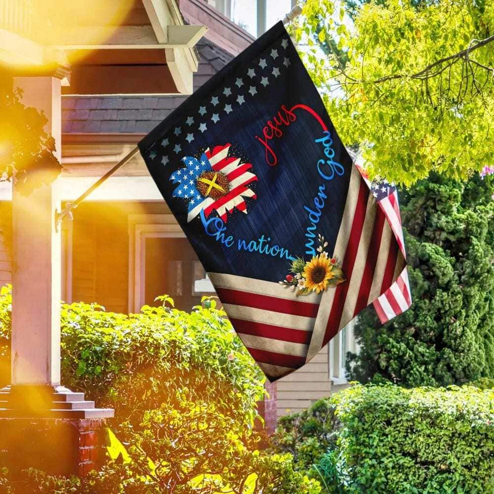 Sunflower Jesus One Nation Under God Christian Religious Garden Flag Sunflower Jesus One Nation Under God Christian Religious Garden Flag