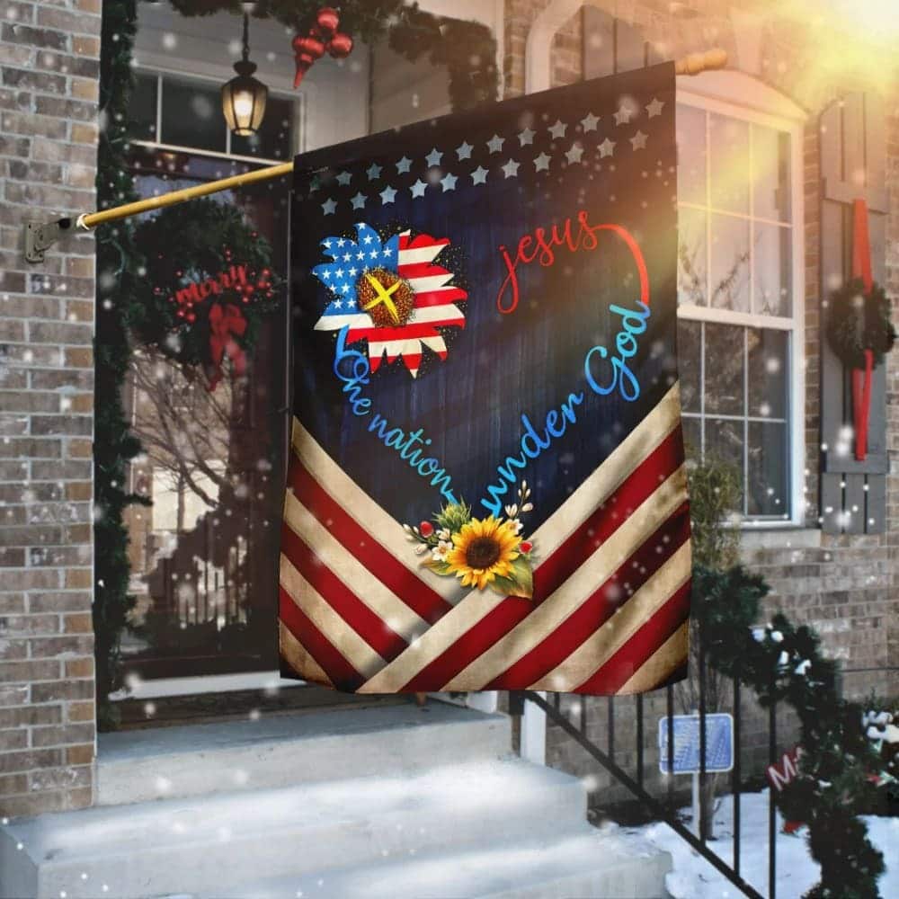 Sunflower Jesus One Nation Under God Christian Religious Garden Flag Sunflower Jesus One Nation Under God Christian Religious Garden Flag