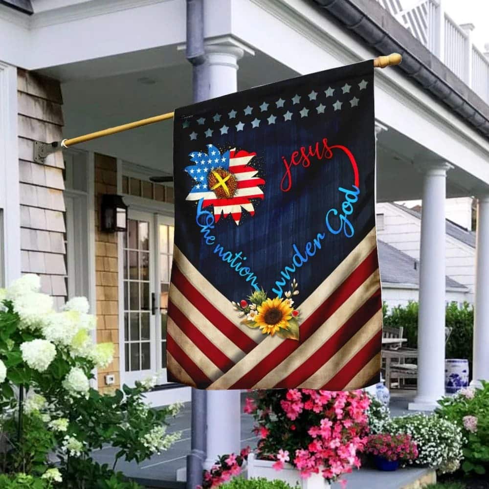 Sunflower Jesus One Nation Under God Christian Religious Garden Flag Sunflower Jesus One Nation Under God Christian Religious Garden Flag