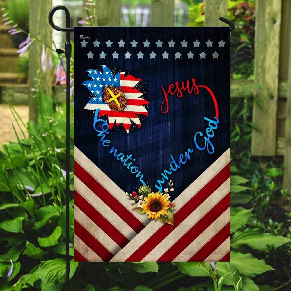 Sunflower Jesus One Nation Under God Christian Religious Garden Flag Sunflower Jesus One Nation Under God Christian Religious Garden Flag