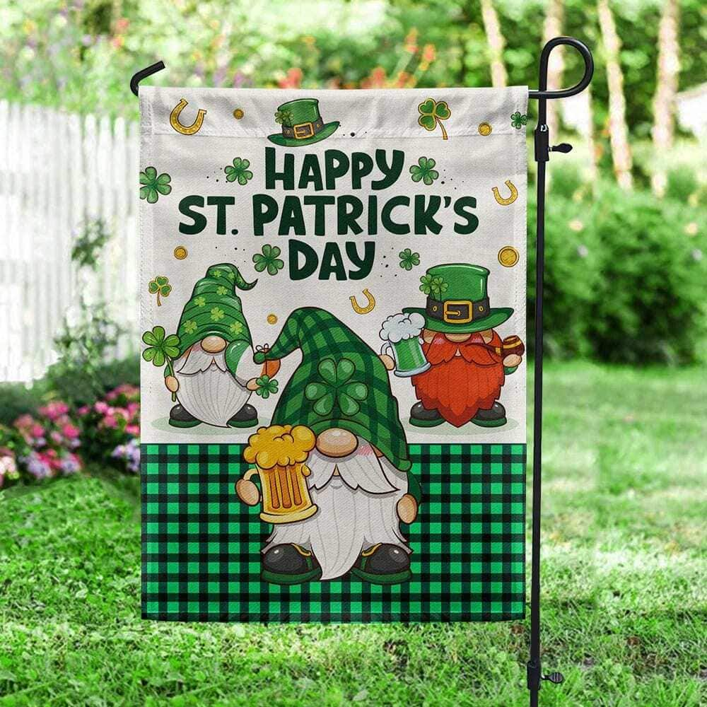 Gnome St Patrick's Day Religious Faith Garden Flag