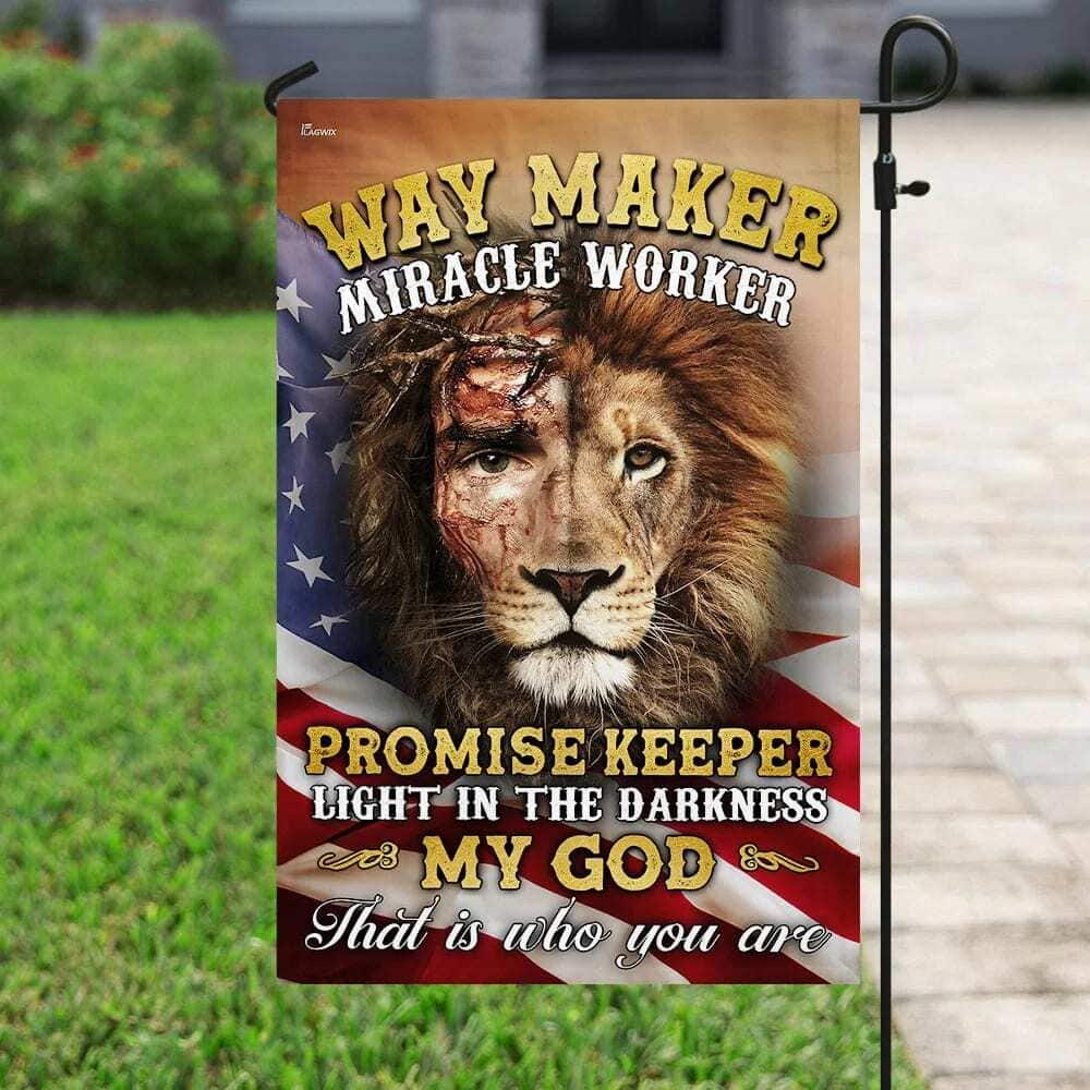 Way Maker Miracle Worker Jesus And Lion Christian Religious Garden Flag