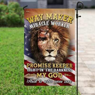 Way Maker Miracle Worker Jesus And Lion Christian Religious Garden Flag