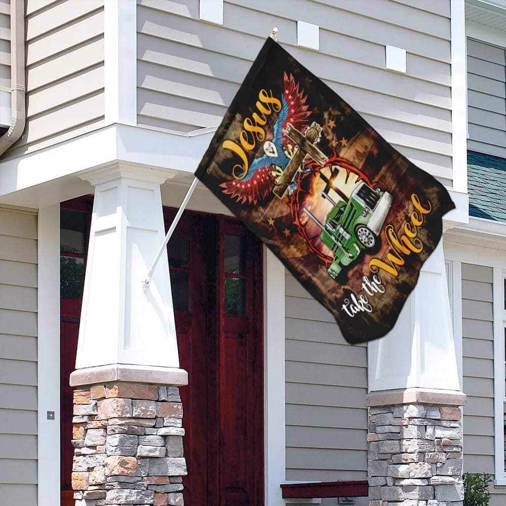 Trucker Jesus Take The Wheel Christian Religious Garden Flag Trucker Jesus Take The Wheel Christian Religious Garden Flag