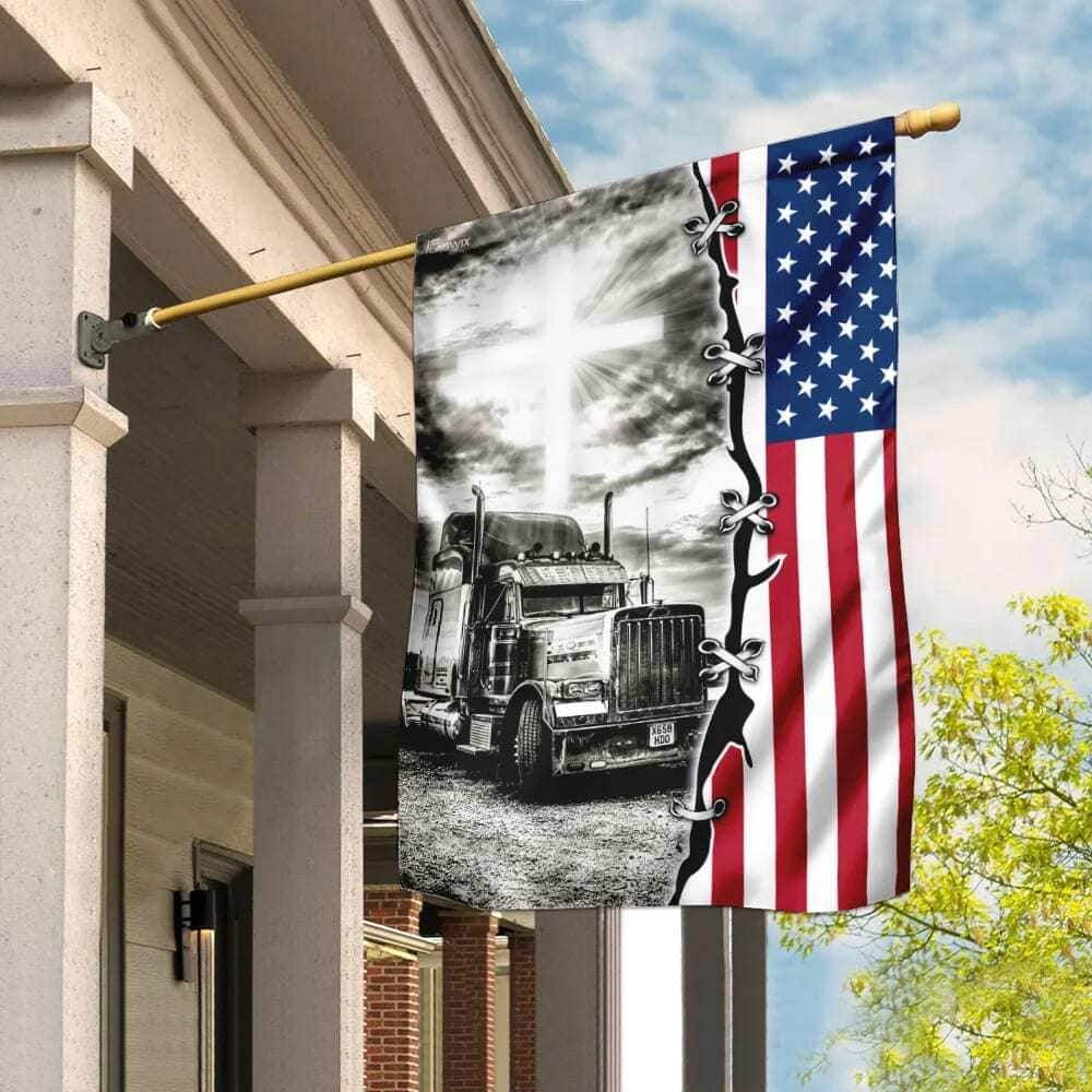 Truck Christian American Christian Religious Garden Flag