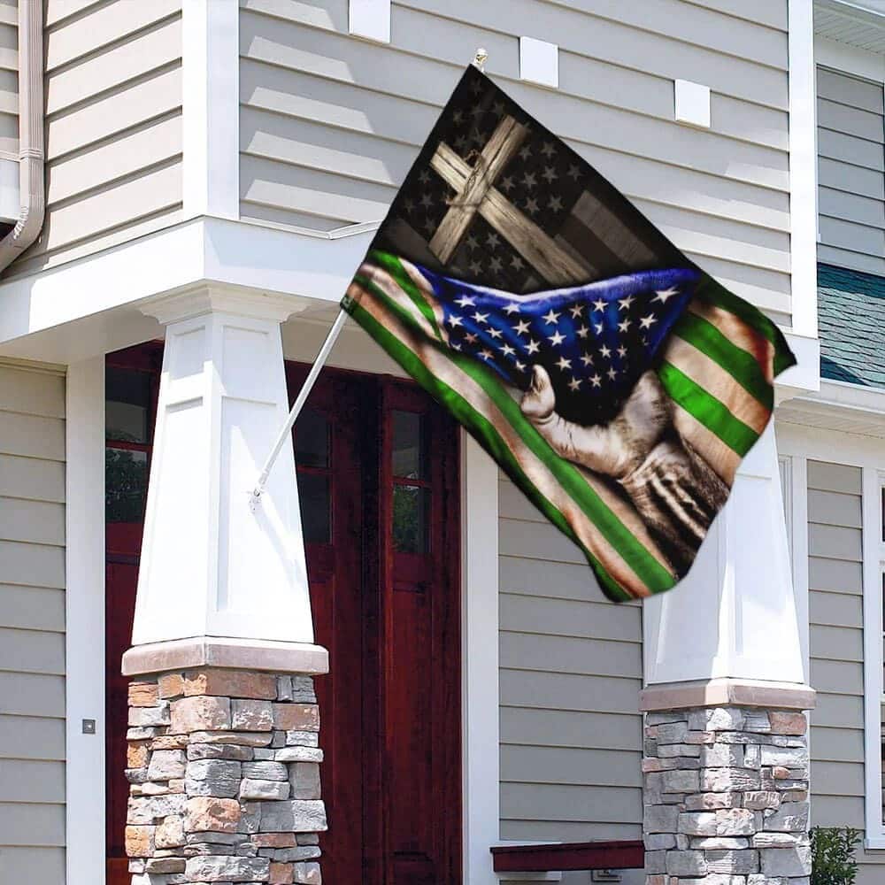 The Thin Green Line Christian Cross America US Christian Religious Garden Flag The Thin Green Line Christian Cross America US Christian Religious Garden Flag