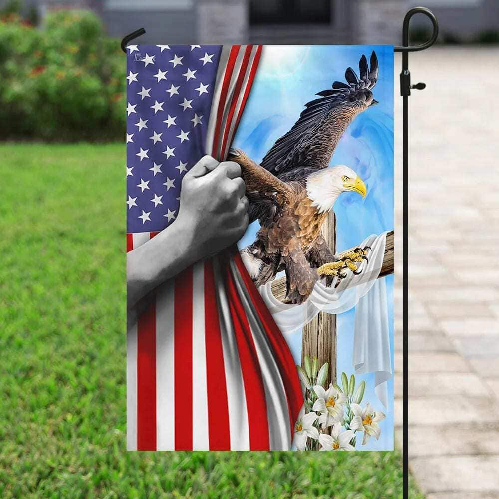 The Eagle And The Cross Christian Religious Garden Flag