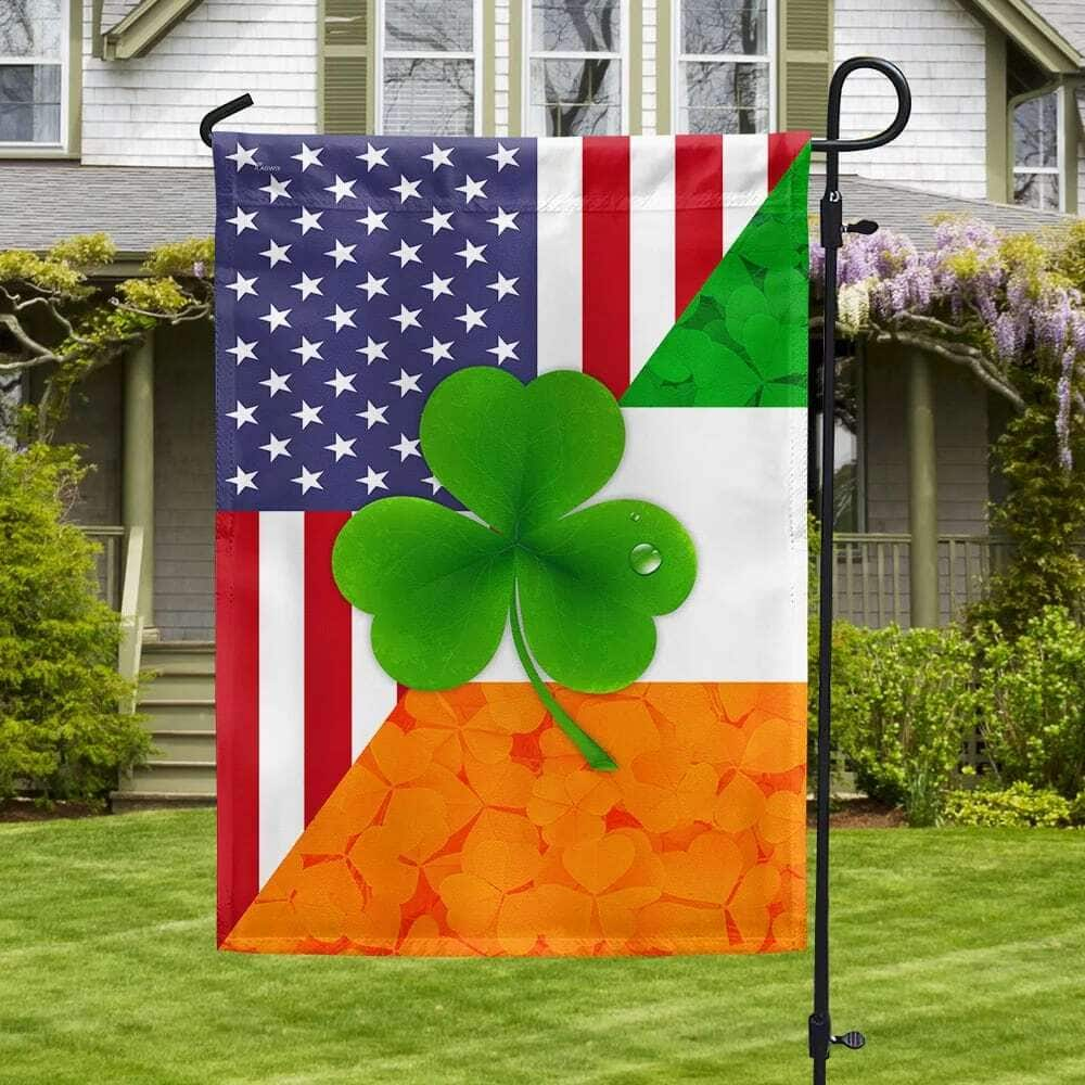 Irish Shamrock American St Patrick's Day Garden Flag