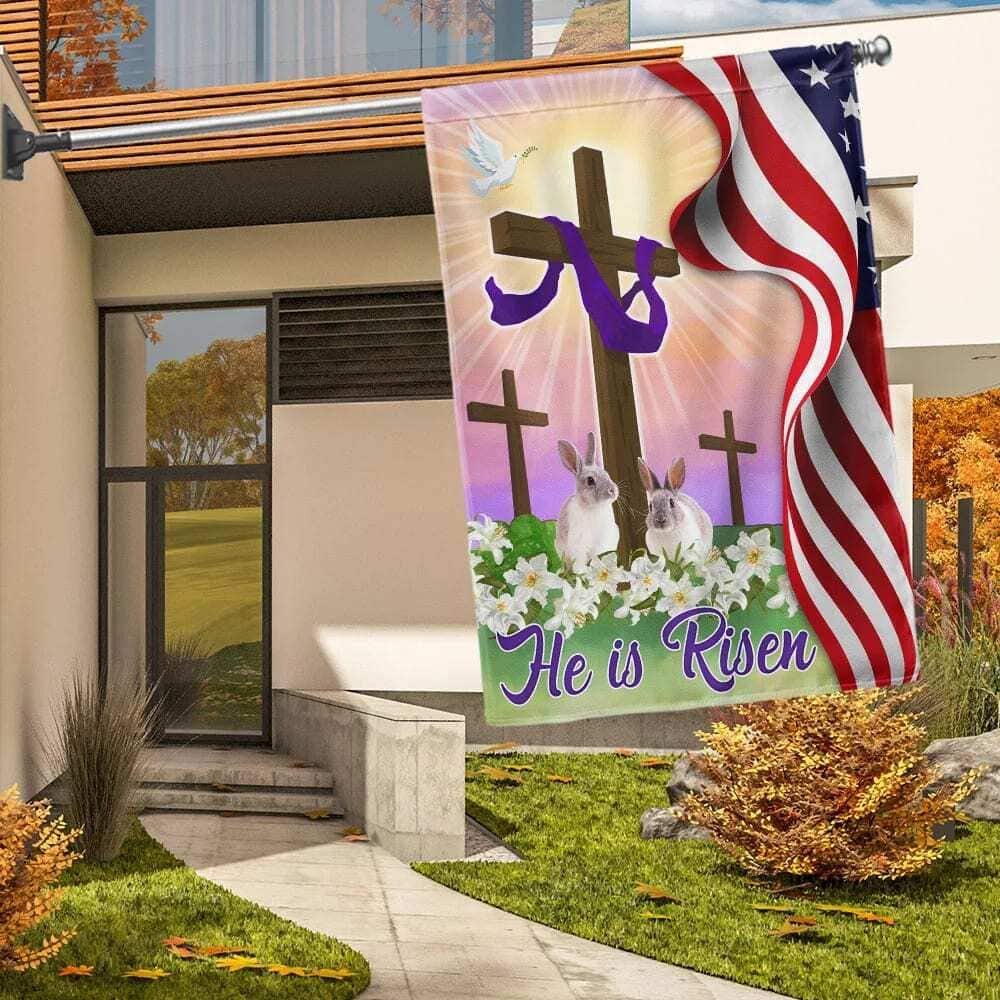 Jesus He Is Risen Easter Easter Cross Religious Easter Garden Flag Jesus He Is Risen Easter Easter Cross Religious Easter Garden Flag