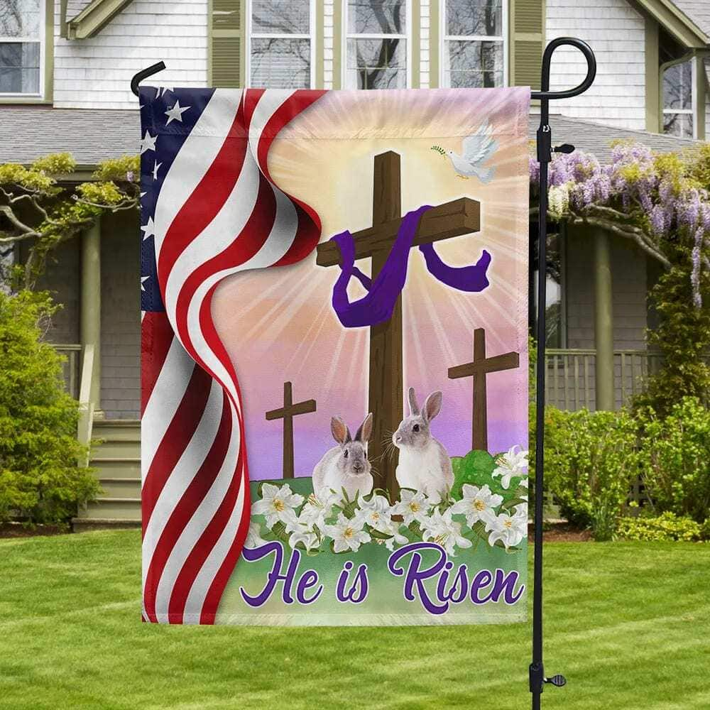 Jesus He Is Risen Easter Easter Cross Religious Easter Garden Flag