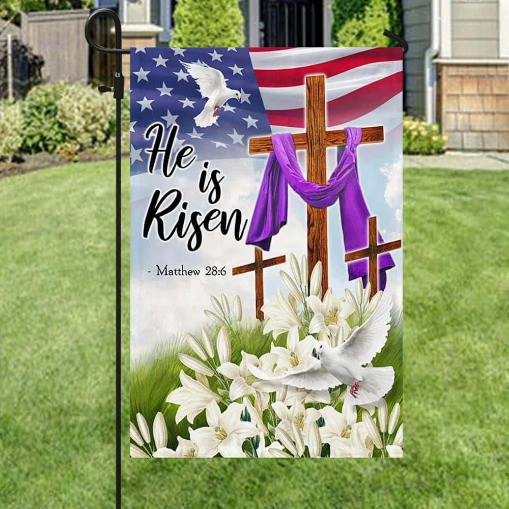 Jesus Christ Lily He Is Risen Easter Religious Easter Christian Garden Flag Jesus Christ Lily He Is Risen Easter Religious Easter Christian Garden Flag