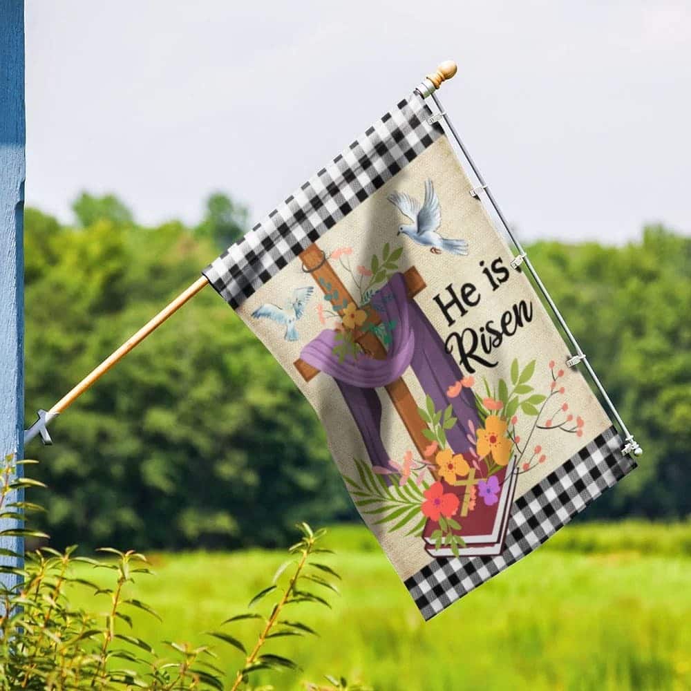 Jesus Christ He Is Risen Cross Religious Easter Garden Flag Jesus Christ He Is Risen Cross Religious Easter Garden Flag