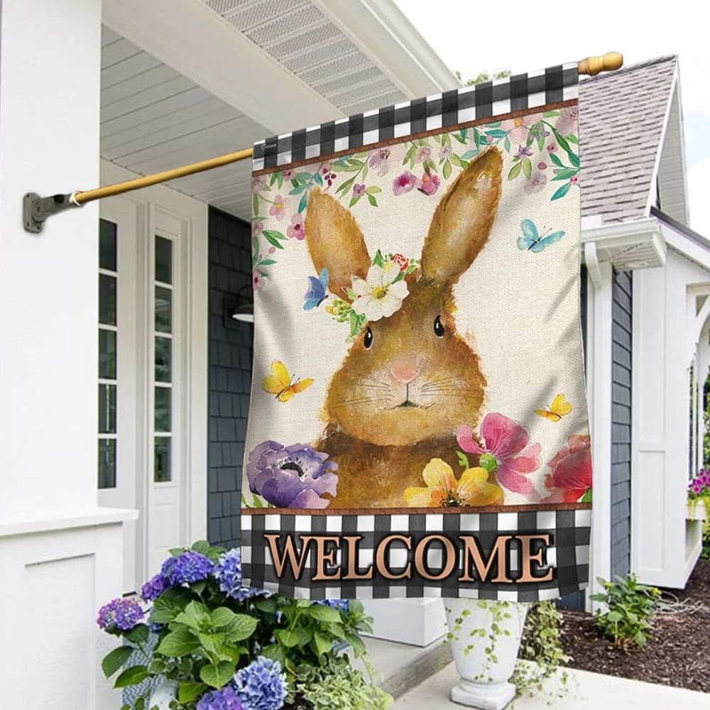 Happy Easter Day Bunny Welcome Religious Easter Christian Garden Flag