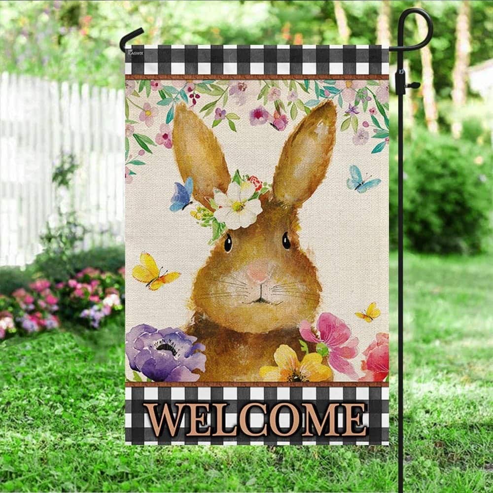 Happy Easter Day Bunny Welcome Religious Easter Christian Garden Flag Happy Easter Day Bunny Welcome Religious Easter Christian Garden Flag