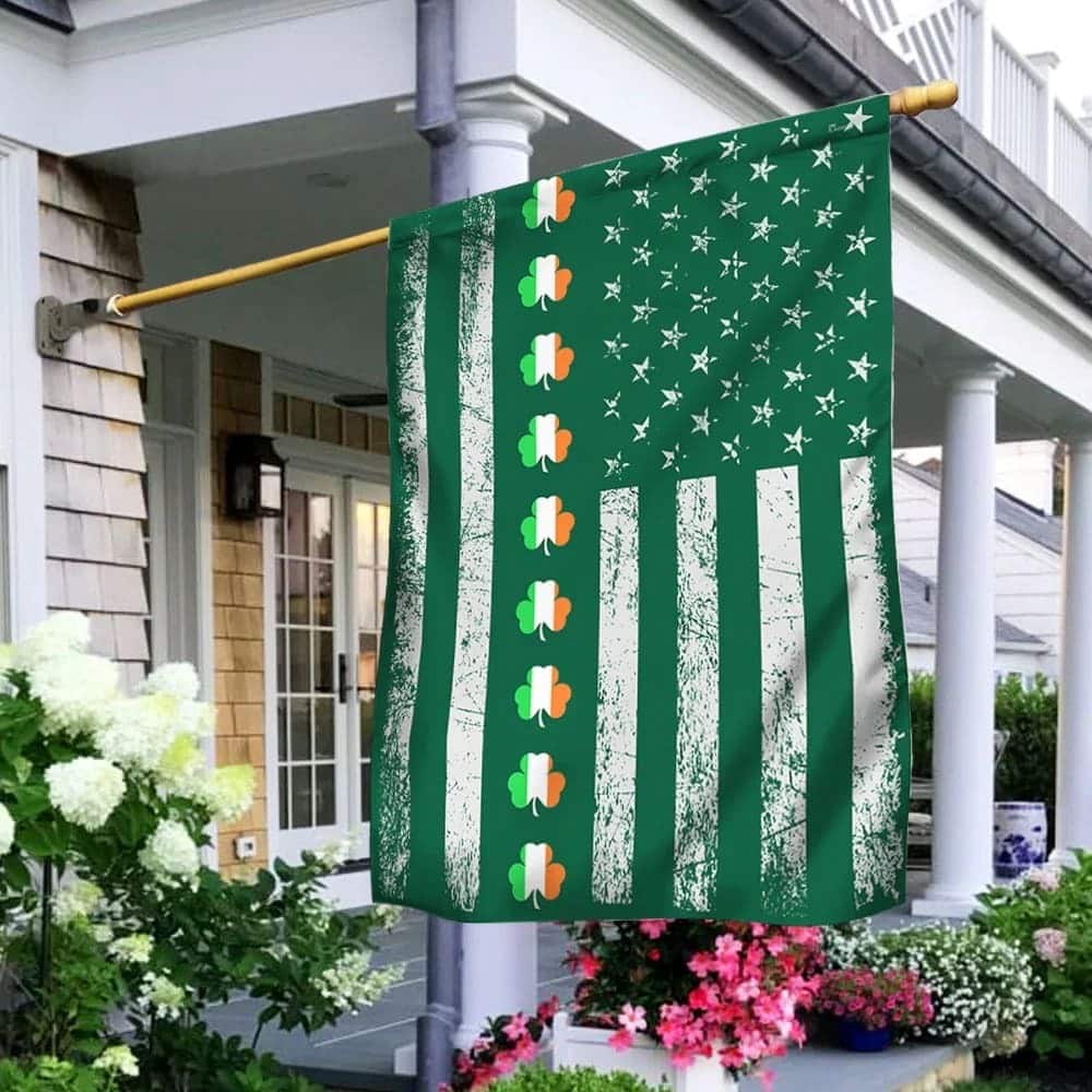 Three Clover Lucky American St Patrick's Day Garden Flag Three Clover Lucky American St Patrick's Day Garden Flag