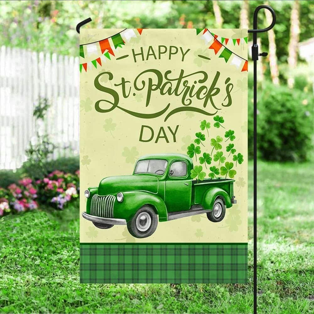 Irish Shamrock Truck St Patrick's Day Garden Flag Irish Shamrock Truck St Patrick's Day Garden Flag