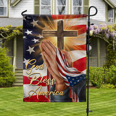 God Bless America Religious Garden Flag