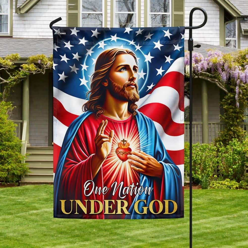 Jesus Christ American One Nation Under God Religious Garden Flag Jesus Christ American One Nation Under God Religious Garden Flag