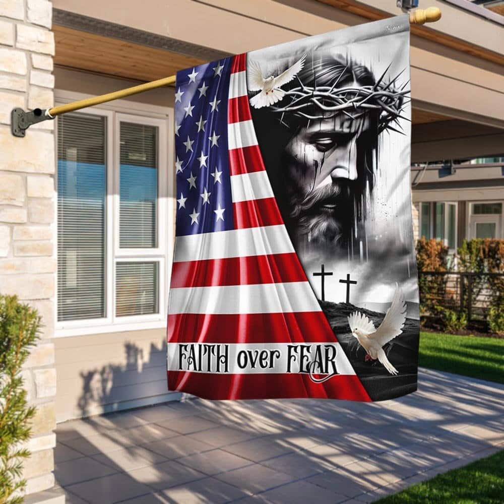 Jesus Christ Faith Over Fear God Jesus Religious Garden Flag Jesus Christ Faith Over Fear God Jesus Religious Garden Flag