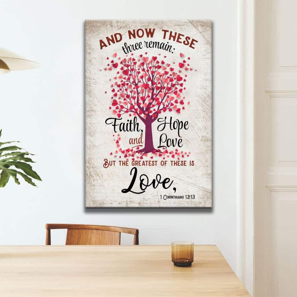 Faith Hope And Love 1 Corinthians 1313 Heart Tree Canvas Print