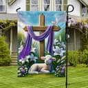 Easter Day Lamb Purple Cloth On Cross Religious Garden Flag Easter Day Lamb Purple Cloth On Cross Religious Garden Flag