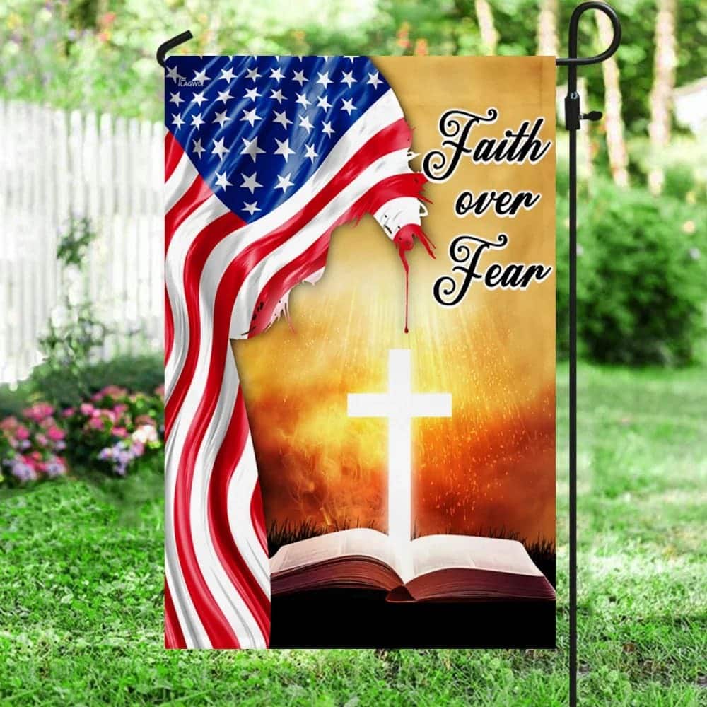 Bible Cross Holy Light Faith Over Fear American Christian Garden Flag Bible Cross Holy Light Faith Over Fear American Christian Garden Flag