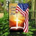 Bible Cross Holy Light Faith Over Fear American Christian Garden Flag Bible Cross Holy Light Faith Over Fear American Christian Garden Flag