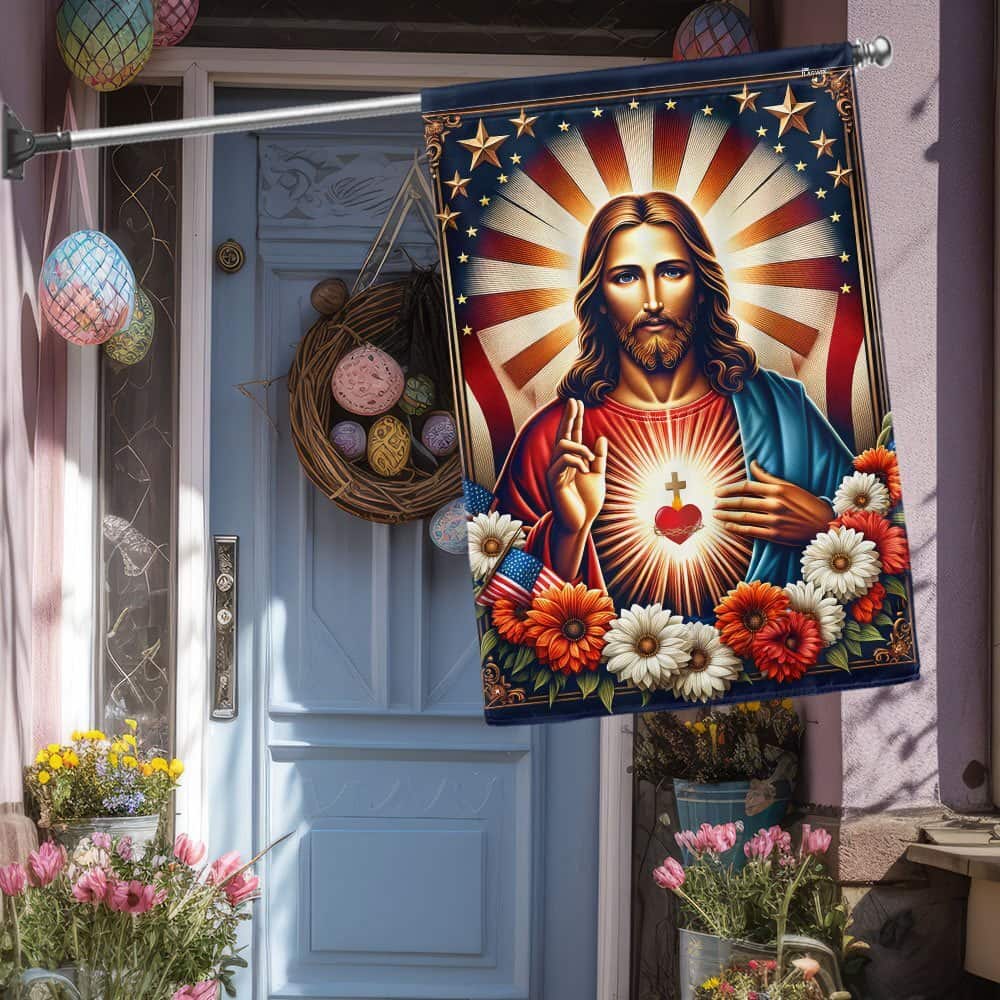 Sacred Heart Of Jesus Religious American Religious Garden Flag Sacred Heart Of Jesus Religious American Religious Garden Flag