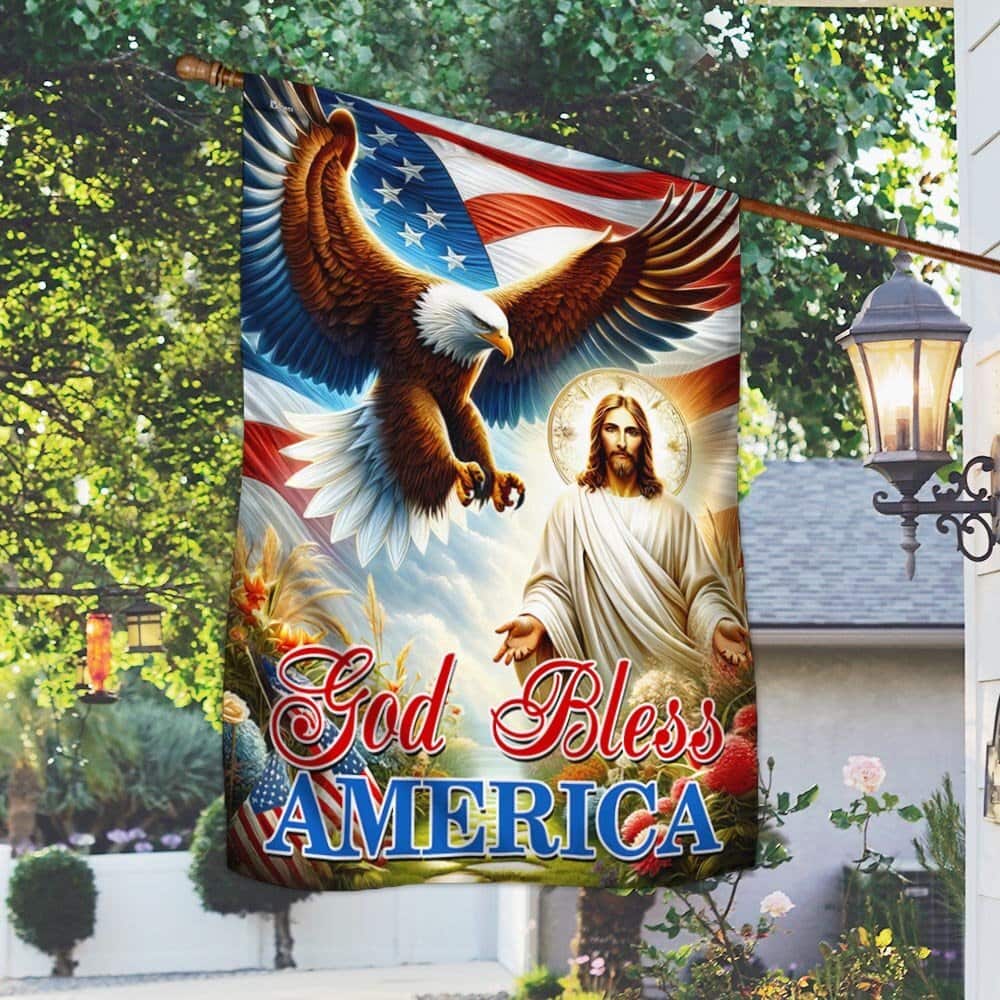 Patriotic Eagle Jesus God Bless America Religious Garden Flag Patriotic Eagle Jesus God Bless America Religious Garden Flag