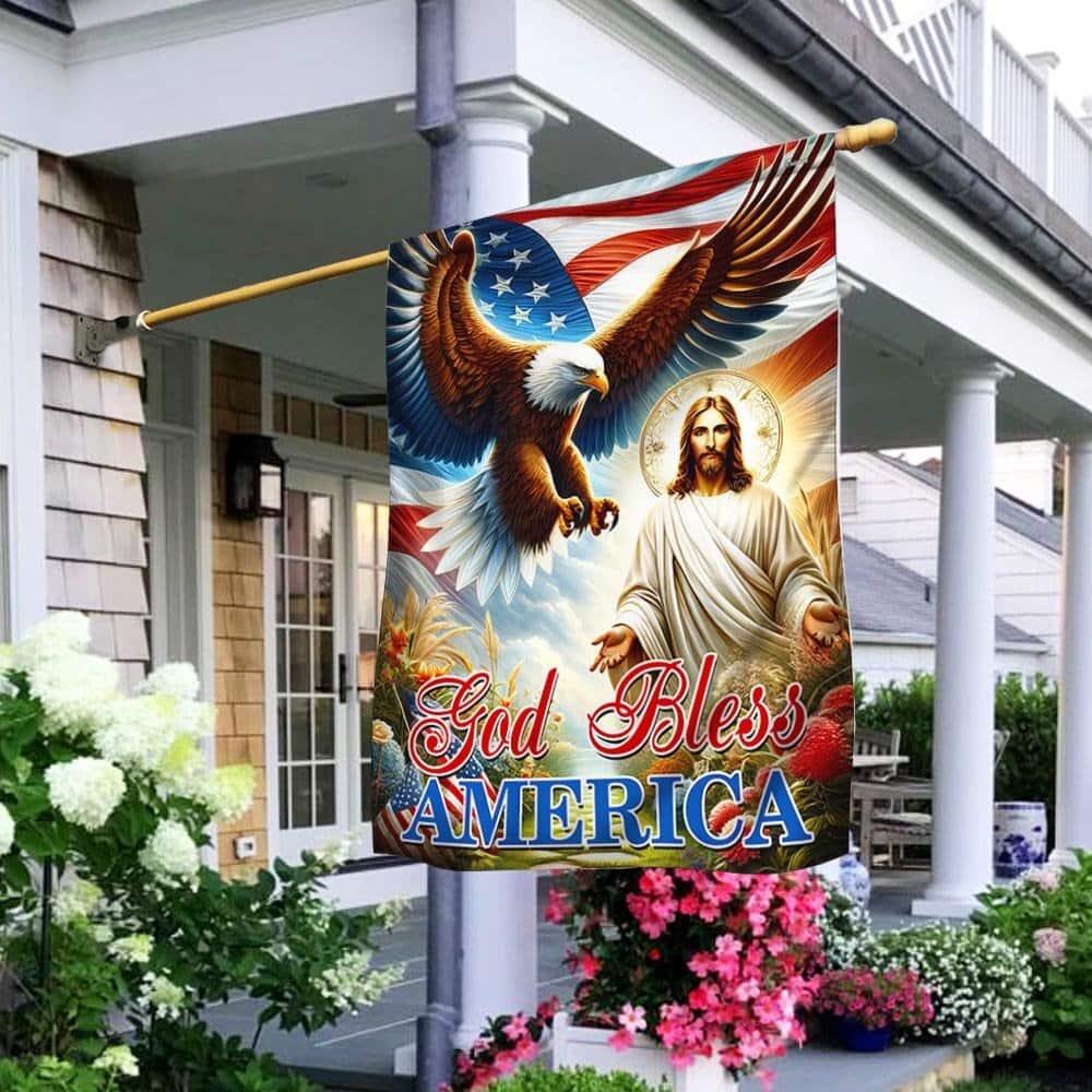 Patriotic Eagle Jesus God Bless America Religious Garden Flag Patriotic Eagle Jesus God Bless America Religious Garden Flag