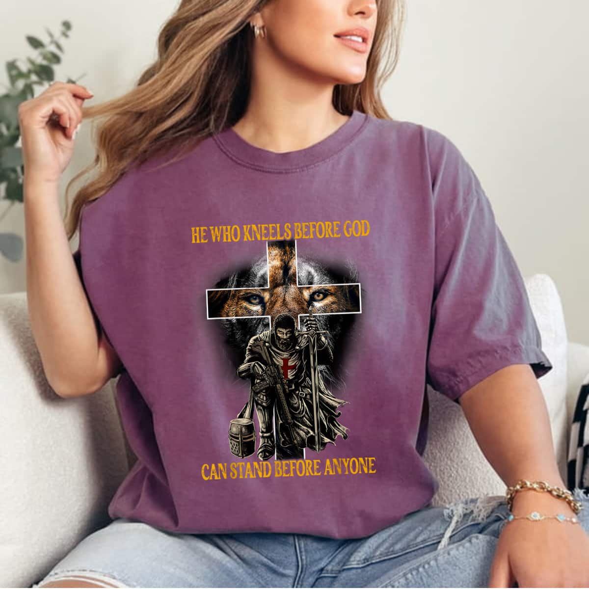 He Who Kneels Before God Can Stand Before Anyone T-Shirt He Who Kneels Before God Can Stand Before Anyone T-Shirt