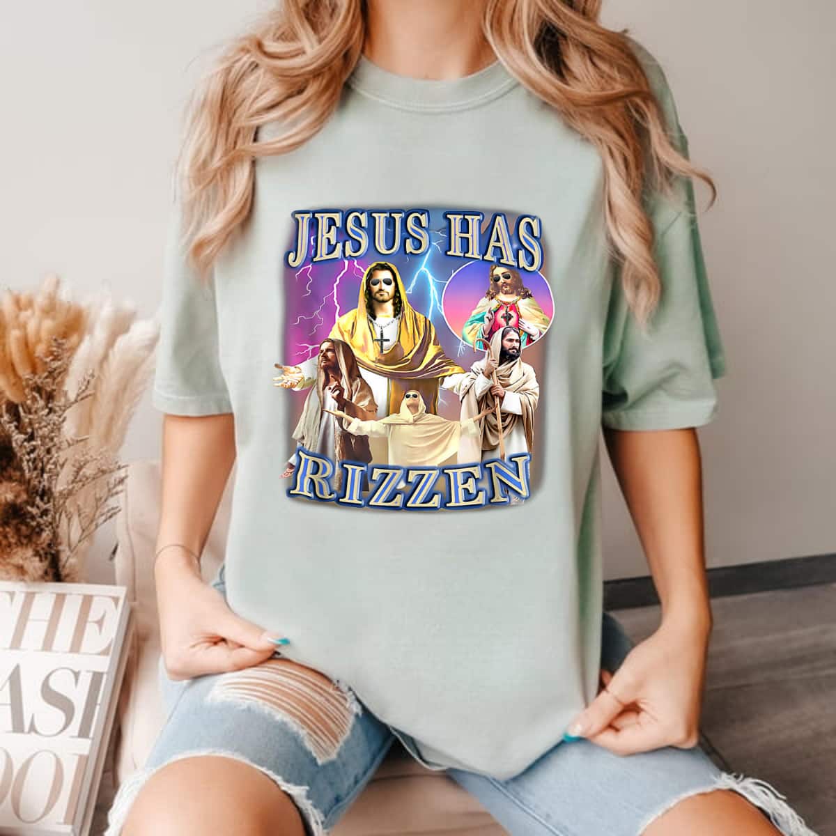 Jesus Has Rizzen Christian Bible Faith Cross Religous T-Shirt Jesus Has Rizzen Christian Bible Faith Cross Religous T-Shirt