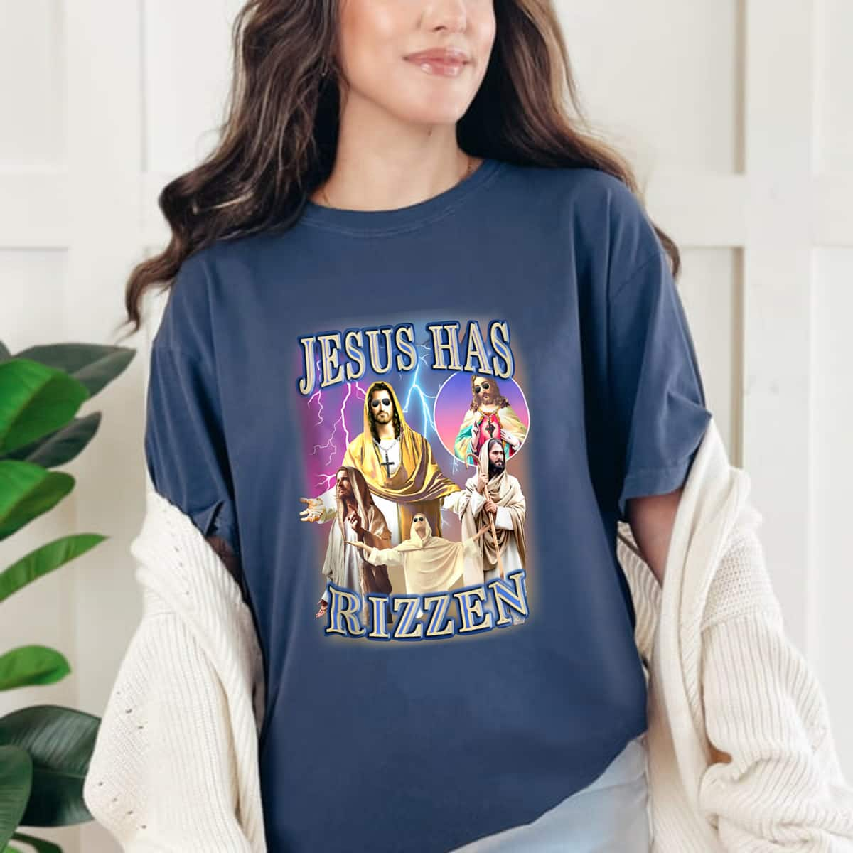 Jesus Has Rizzen Christian Funny Religious Gift T-Shirt