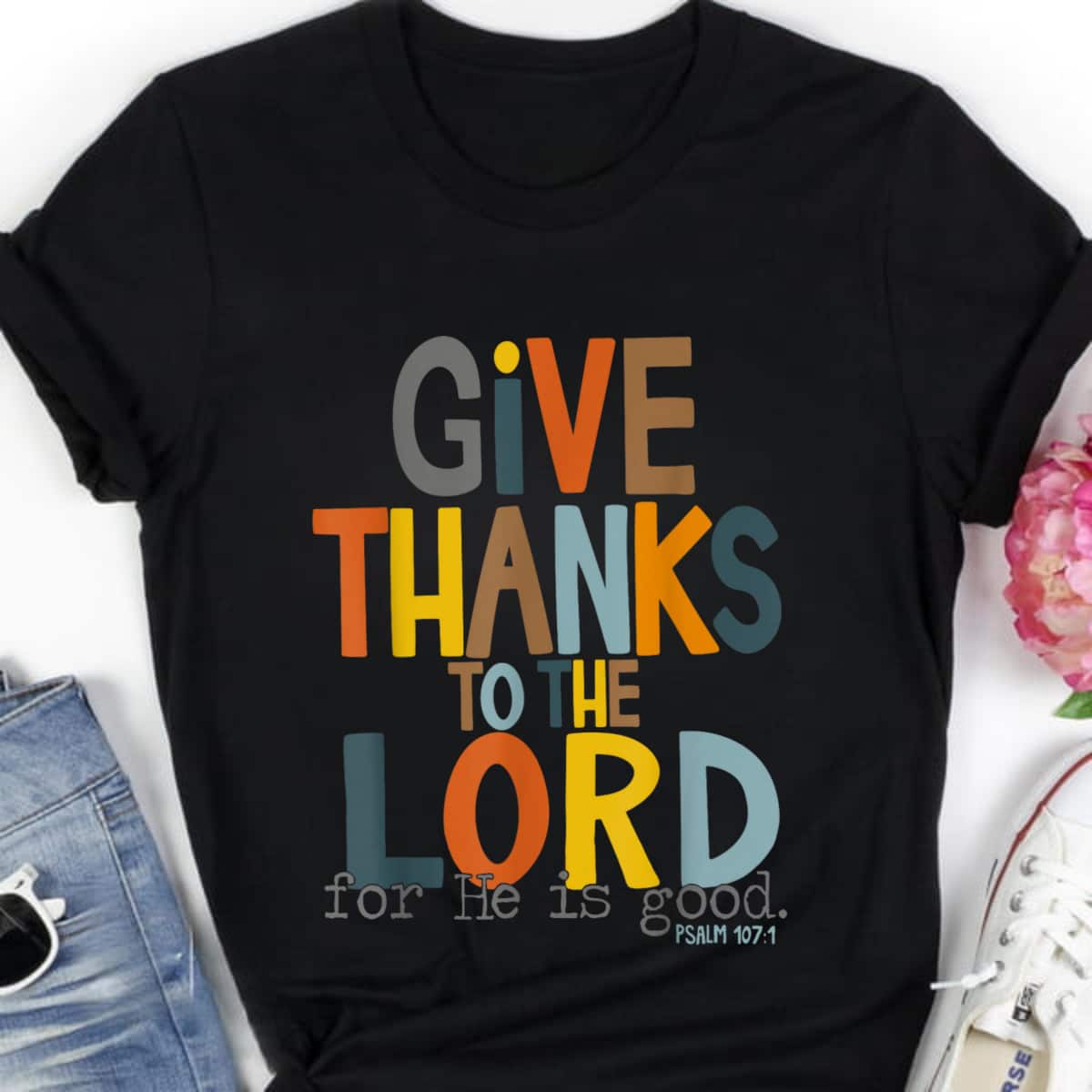 Give Thanks To The Lord For He Is Good Retro Thanksgiving T-Shirt Give Thanks To The Lord For He Is Good Retro Thanksgiving T-Shirt