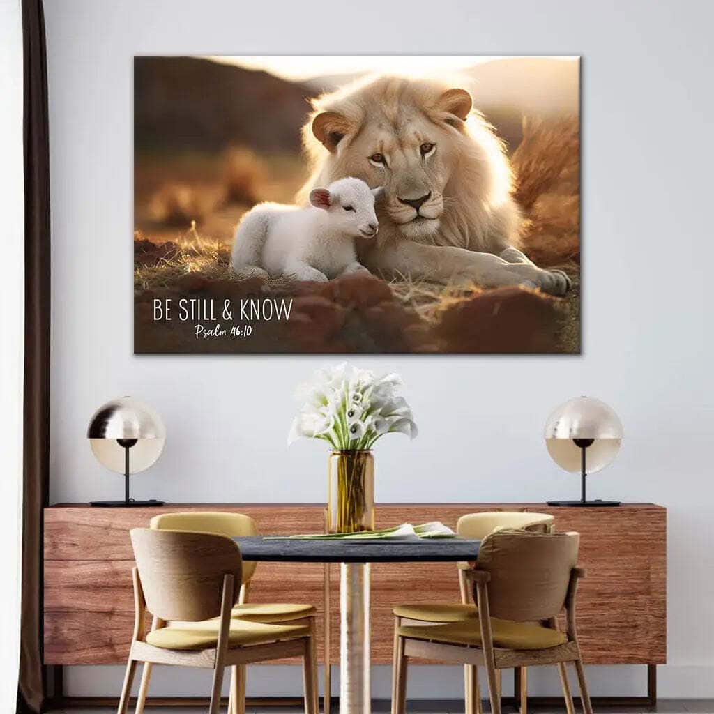 Lion And Lamb Be Still And Know Psalm 4610 Canvas Wall Art Lion And Lamb Be Still And Know Psalm 4610 Canvas Wall Art