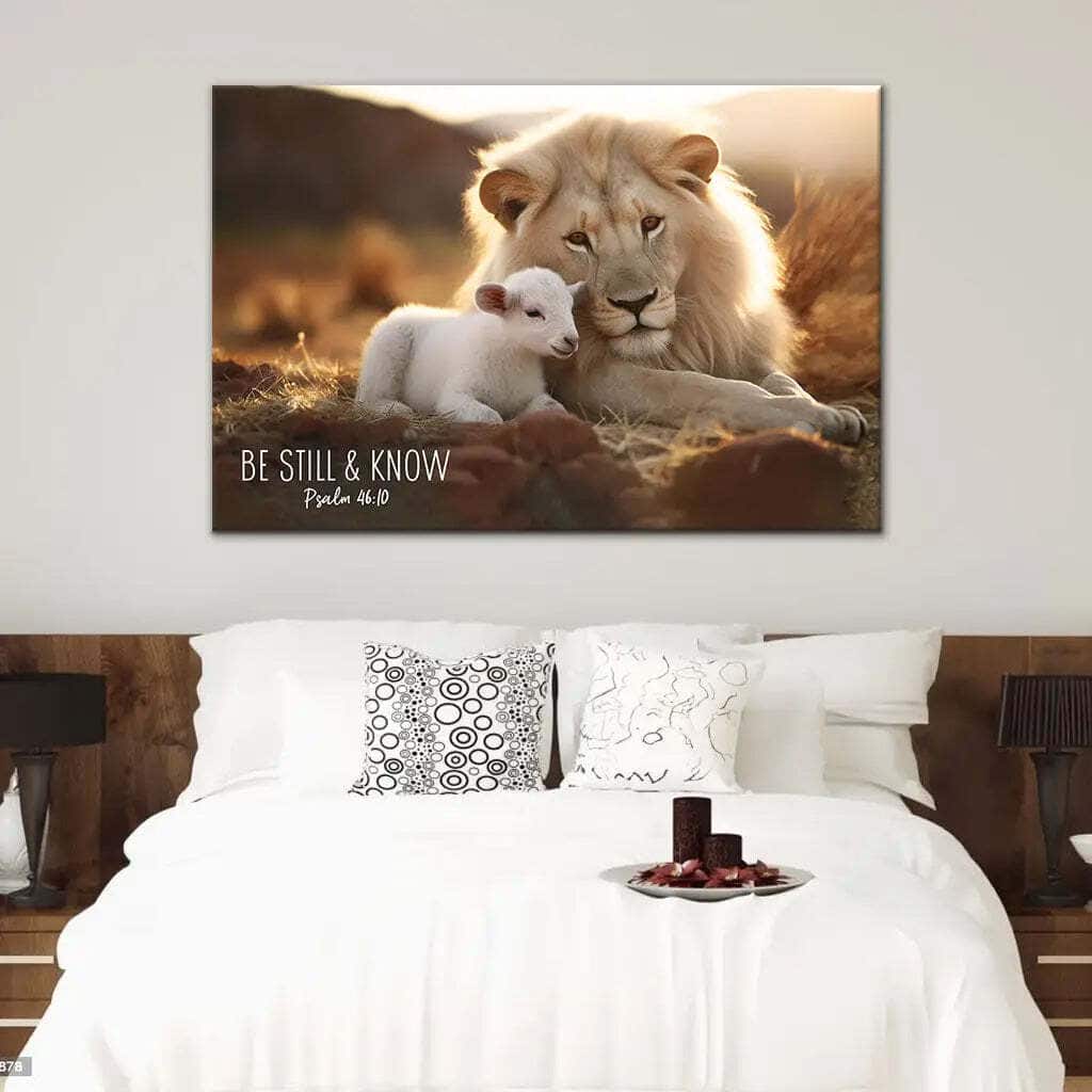 Lion And Lamb Be Still And Know Psalm 4610 Canvas Wall Art Lion And Lamb Be Still And Know Psalm 4610 Canvas Wall Art