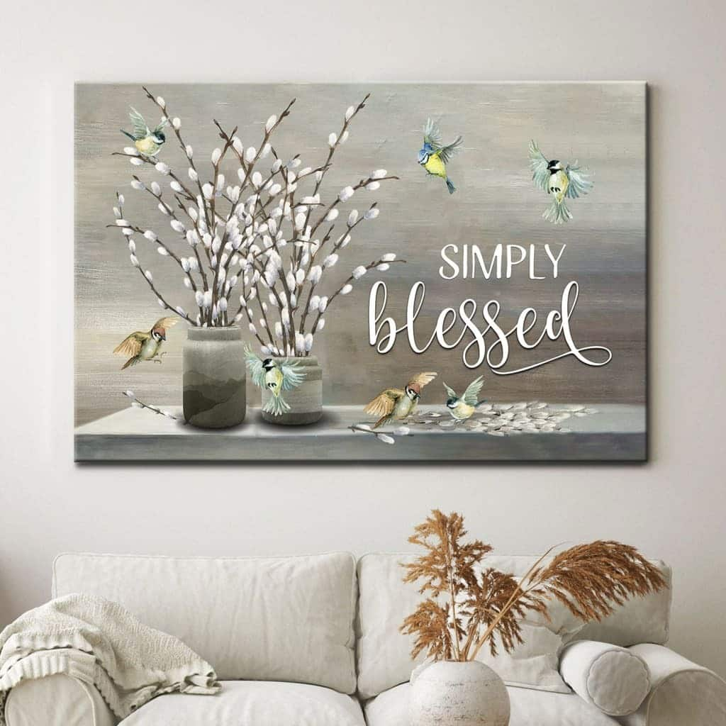 Christian Faith Simply Blessed Bible Verse Gift Canvas Wall Art For Believers