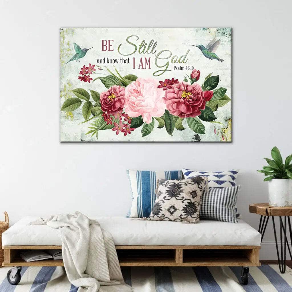 Be Still And Know That I Am God Vintage Flower Hummingbird Canvas Wall Art Be Still And Know That I Am God Vintage Flower Hummingbird Canvas Wall Art