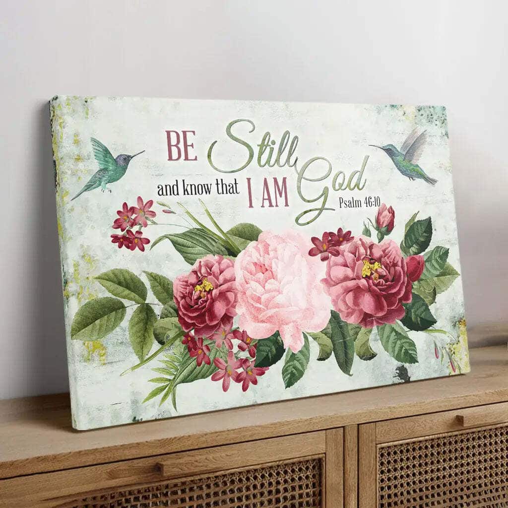 Be Still And Know That I Am God Vintage Flower Hummingbird Canvas Wall Art Be Still And Know That I Am God Vintage Flower Hummingbird Canvas Wall Art