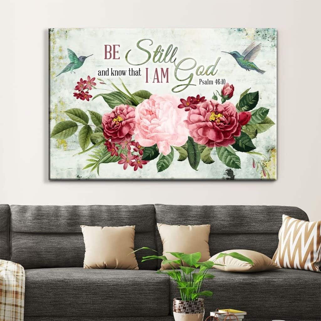 Be Still And Know That I Am God Vintage Flower Hummingbird Canvas Wall Art Be Still And Know That I Am God Vintage Flower Hummingbird Canvas Wall Art