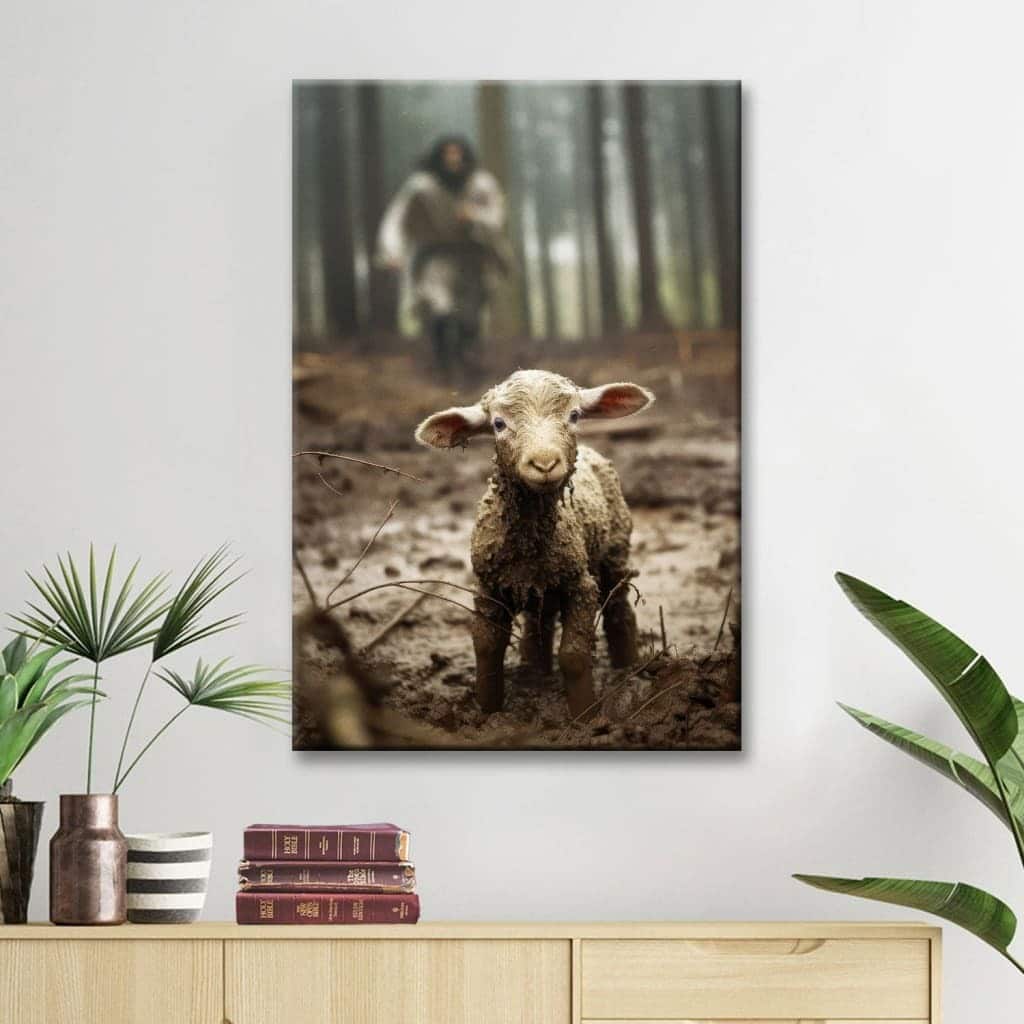 Jesus Lamb Of God Jesus Running After Lamb Canvas Print Jesus Lamb Of God Jesus Running After Lamb Canvas Print